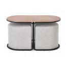 Комплект HALMAR PAMPA (стол журнальный + 2 пуфа) орех/черный, серый